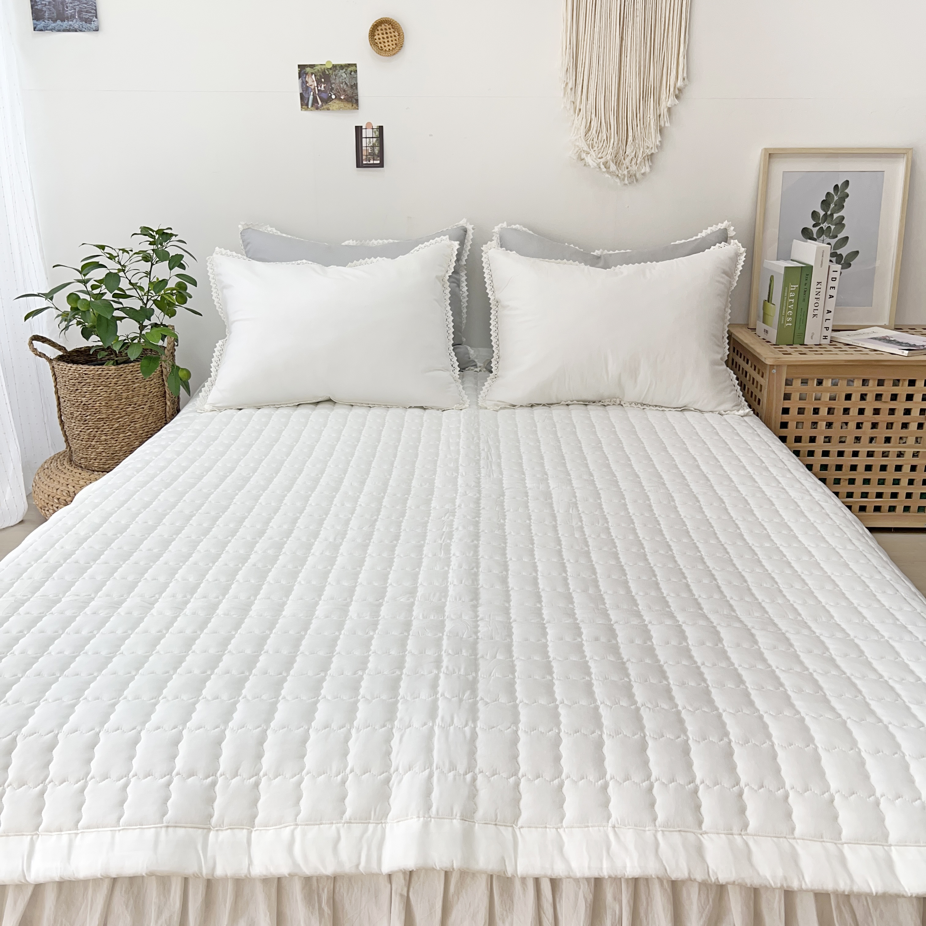 토션 먼지없는 모달100 미끄럼방지 고정밴드 사계절 매트리스 침대패드 S/SS