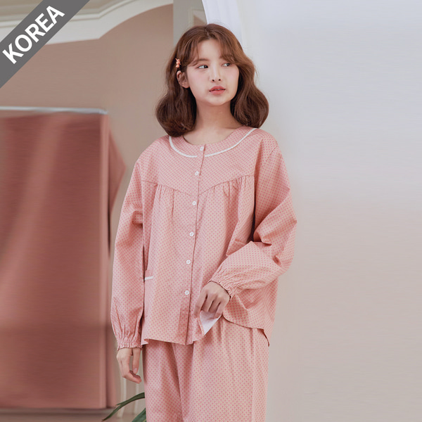 여성 빅사이즈 잠옷 여자 파자마 투피스 M5545(주자 순면) - 메인 이미지