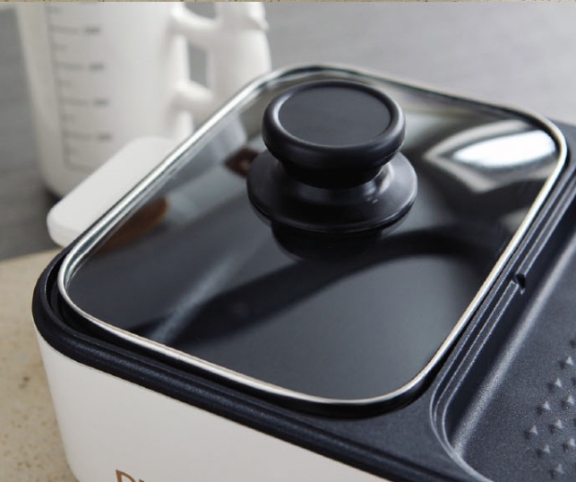 Domus 멀티 전기 그릴 소형 반반 그릴팬 가정용 캠핑 미니 두판 전기후라이팬