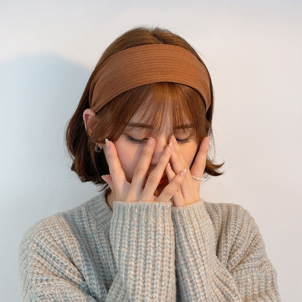 편안한 베이직 무지 골지 넓은 머리띠 와이드 두꺼운머리띠 헤어밴드 이미지 6