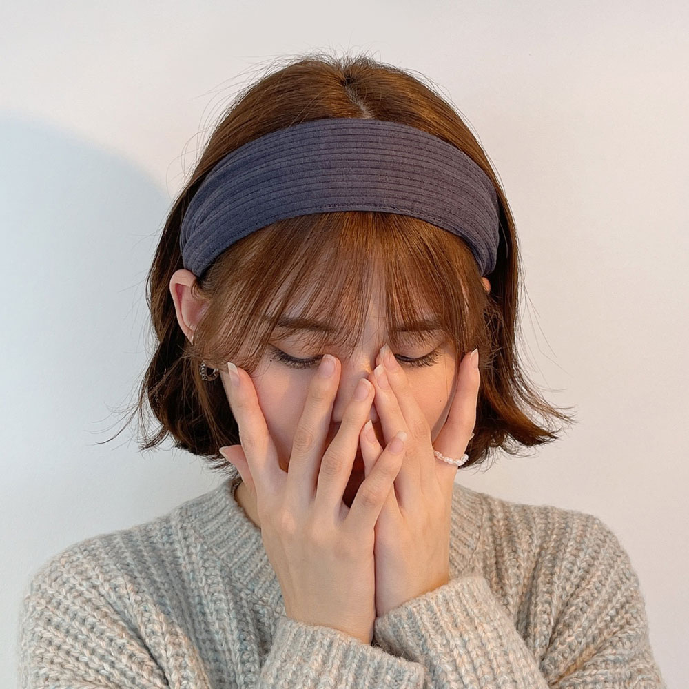 편안한 베이직 무지 골지 넓은 머리띠 와이드 두꺼운머리띠 헤어밴드 - 상세 이미지 5