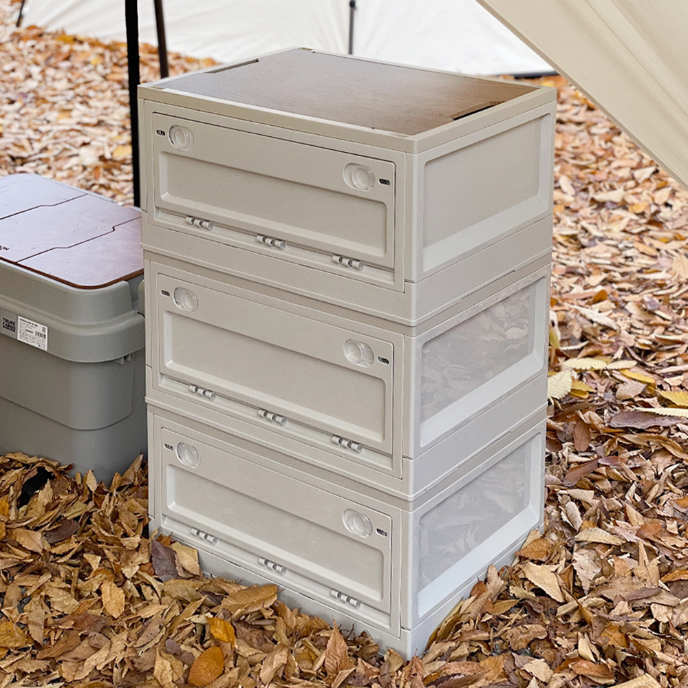 오베르 캠핑 박스 우드상판 폴딩박스 수납박스 카고 오픈형