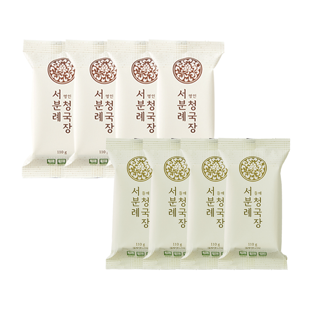 청국장추천 서분례명인 반반청국장, 기본 4개 + 들깨맛 4개 - 상품 이미지