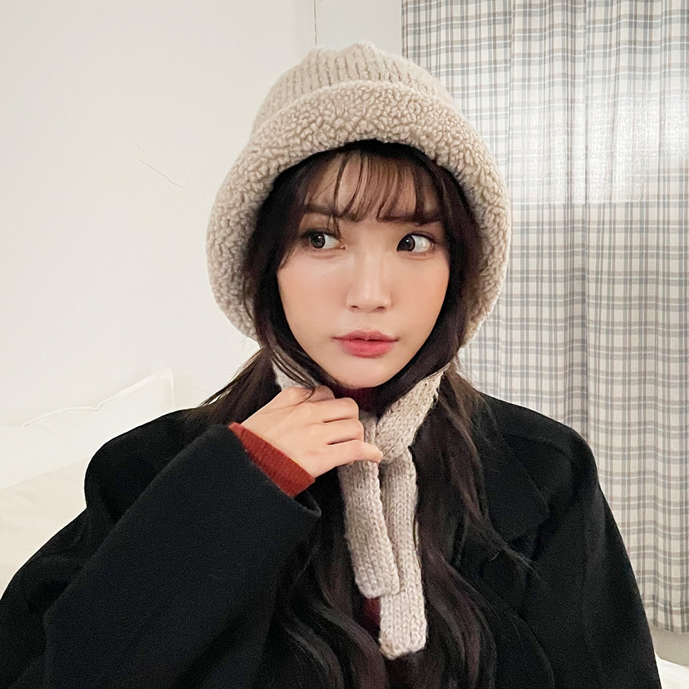 알파카 덤블 양털 니트 보넷벙거지 버킷햇 후드 모자 - 상세 이미지 2