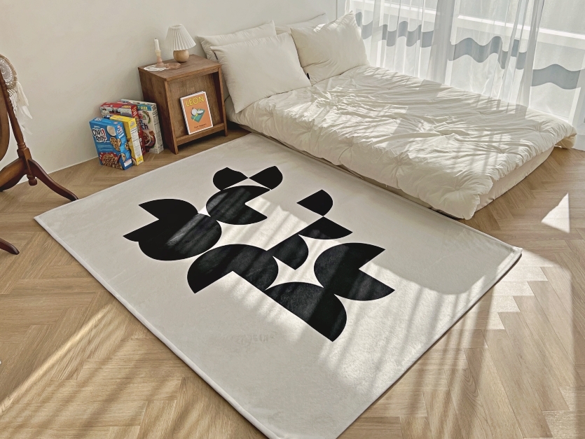 러그 no2 동그라미 패턴 심플 단모 거실 서재 물세탁 사계절 한평 150x200cm - 상세 이미지 2