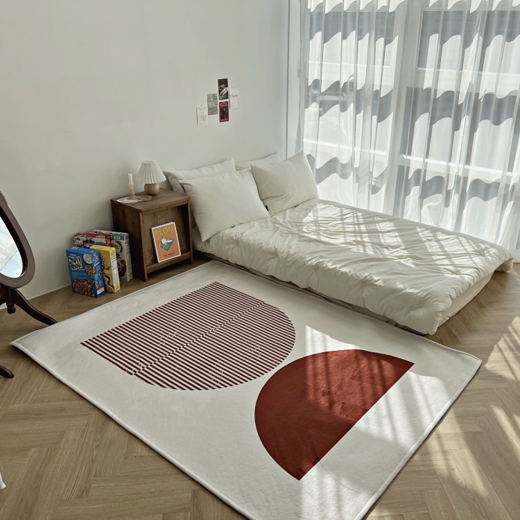 러그 no8 레드 아치 스트라이프 반원포인트 사계절 카페트 단모 한평 150x200cm - 상품 이미지