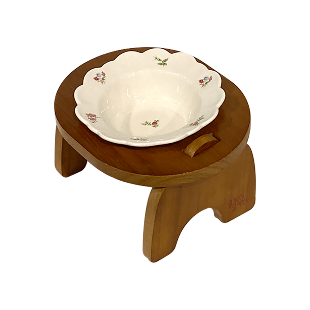 가티가티 고양이식기 강아지밥그릇 식탁 1구식기세트 빈티지로즈 이미지 3