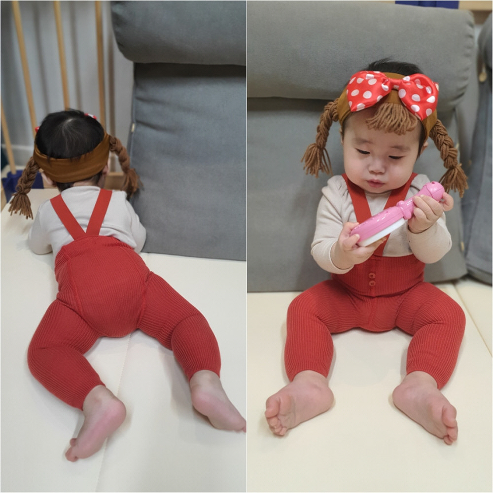 아기 멜빵 타이즈 신생아 레깅스 돌아기 남아 여아 멜빵바지 - 상세 이미지 5