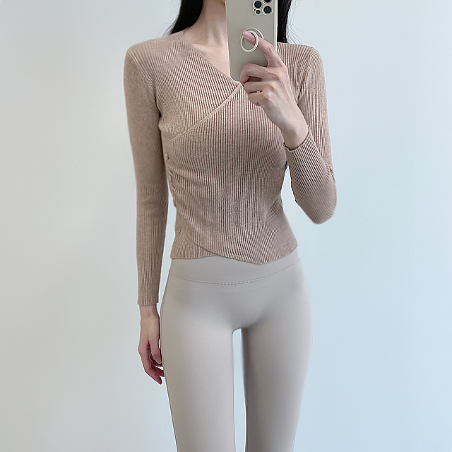 로라벨 로튼 필라테스복 여성 요가복 필라테스 요가 상의 티셔츠 커버업 운동복 긴팔 복장 - 상품 이미지