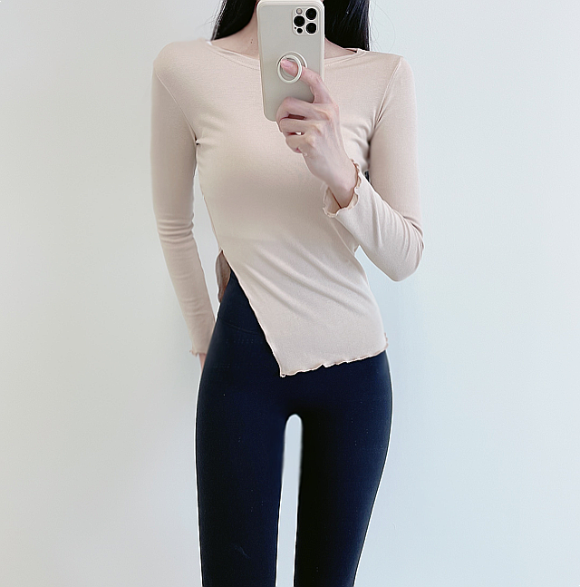 로라벨 코어 필라테스복 여성 요가복 필라테스 요가 상의 티셔츠 커버업 운동복 긴팔 복장 - 상세 이미지 2