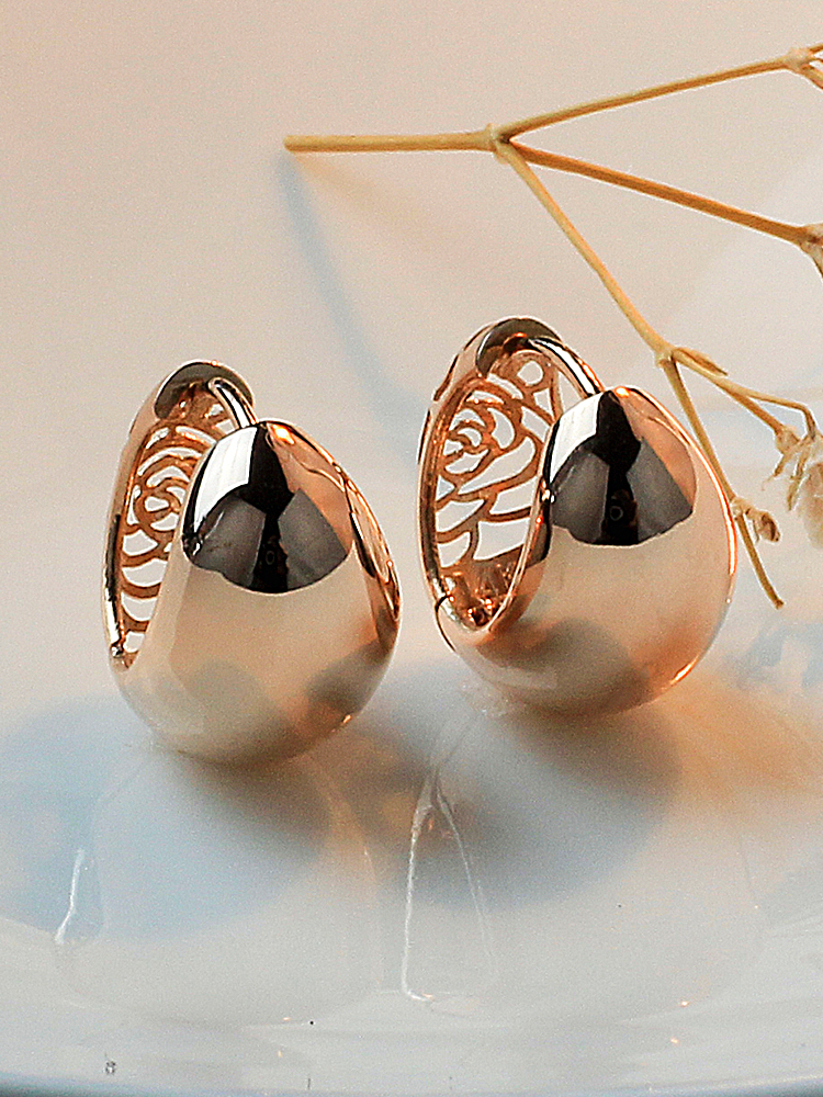 14K 18K 원터치 귀걸이 볼드 원형 더 원 서클 지헤 금 골드 30대 여자 친구 선물 - 상품 이미지