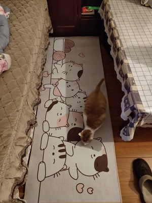 귀여운 고양이 캐릭터 긴 러그 침대 사이드 카페트 홈 사계절