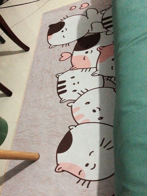 귀여운 고양이 캐릭터 긴 러그 침대 사이드 카페트 홈 사계절