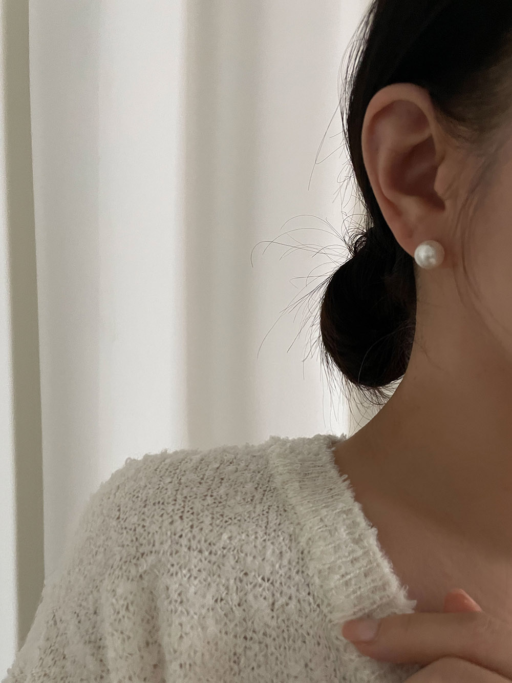 셀프러브 14k골드 스와로브스키 진주이어링 - 스왈 혼주 한복 돌잔치 왕진주 진주귀걸이 이미지 2