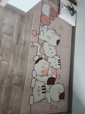 귀여운 고양이 캐릭터 긴 러그 침대 사이드 카페트 홈 사계절