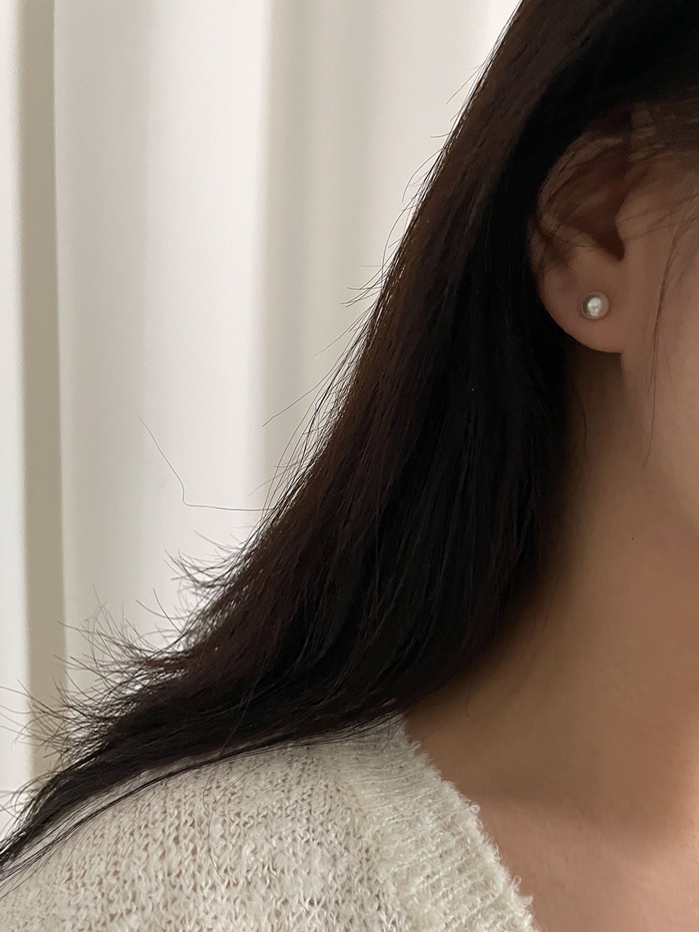 셀프러브 14k골드 스와로브스키 진주이어링 - 스왈 혼주 한복 돌잔치 왕진주 진주귀걸이 이미지 4