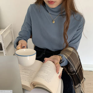 쫀득 부드러운 심플 기모 폴라티셔츠 6color 겨울 봄 텐션 신축성 이... 착용 후기 | 사이즈/핏 총정리 - 상품 이미지 2