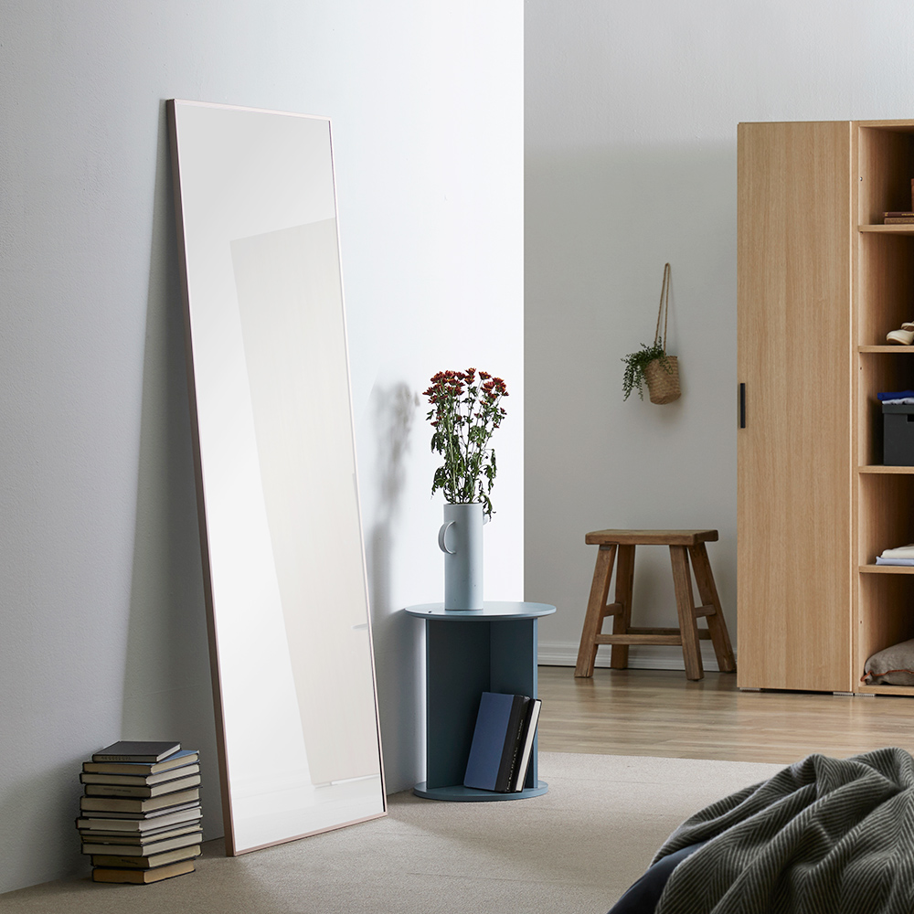 장인가구 컬렉 비산방지 강화유리 미끄럼방지 예쁜 이동식 대형 스탠드 전신거울 400