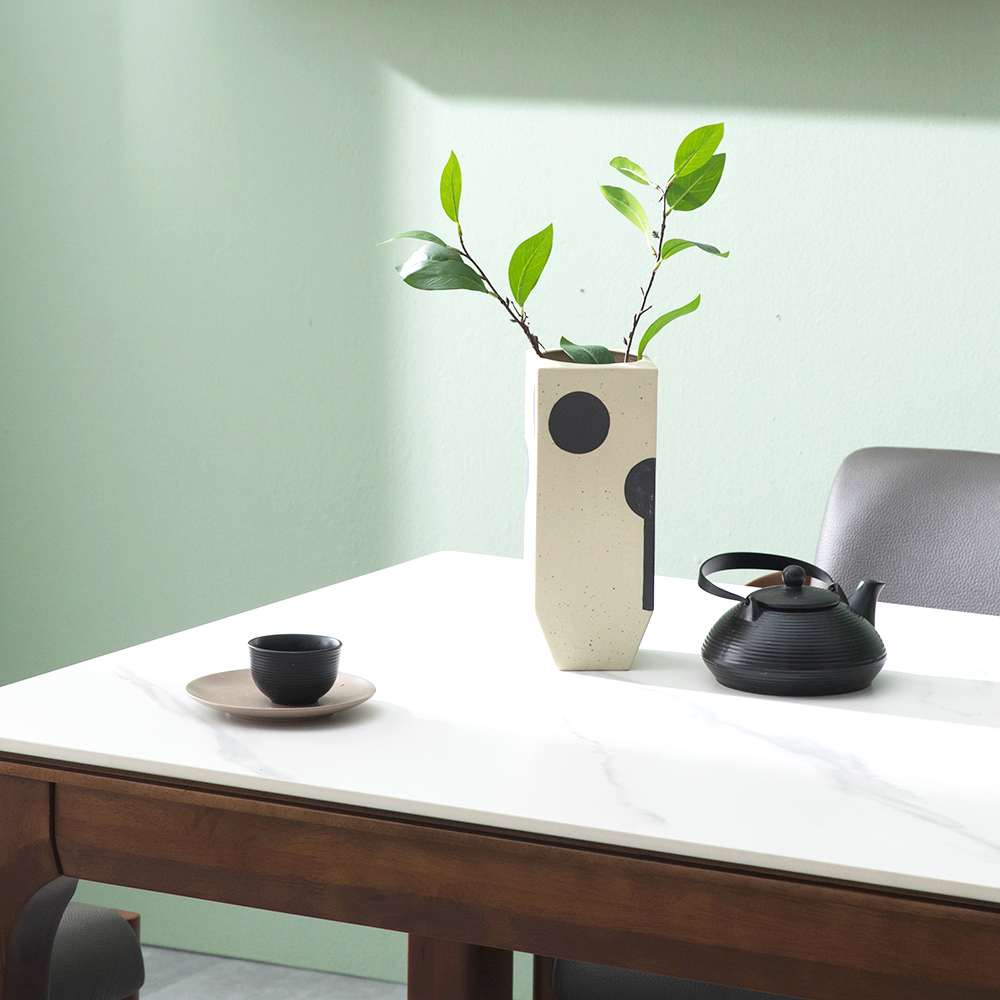 장인가구 디네트 시크 포세린 세라믹 원목 4인용 식탁세트 테이블 1300