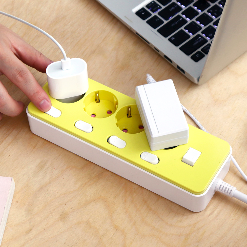 아이정 더좋은 디자인 국산 16A 멀티탭 멀티콘센트 개별 4구 1M