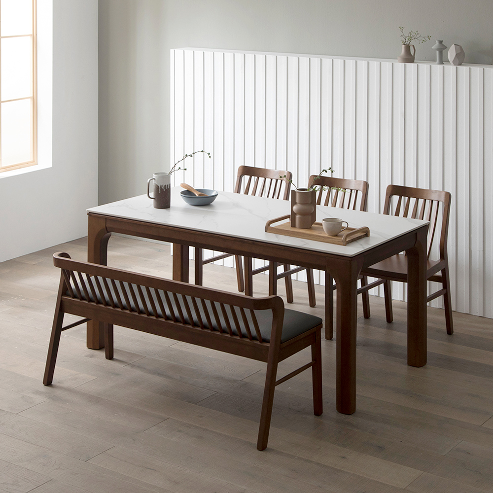 장인가구 디네트 댄디 세라믹 원목 6인 식탁세트 테이블 1300