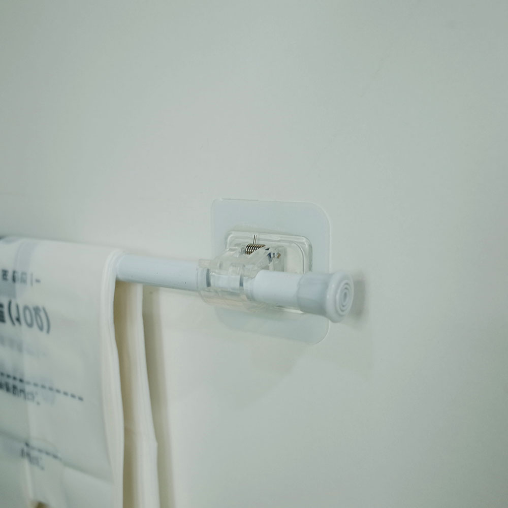 투명 접착식 압축봉 걸이 2P 브라켓 집게 무타공 부착식