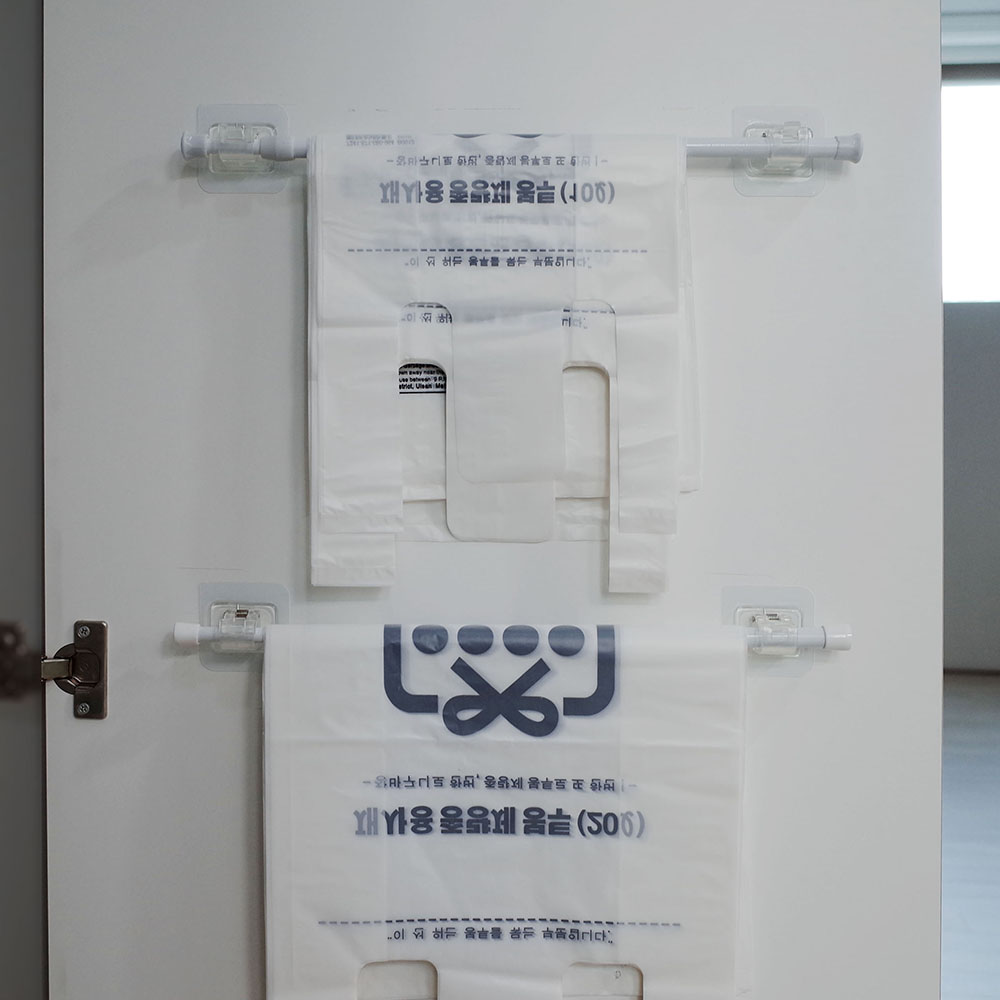 투명 접착식 압축봉 걸이 2P 브라켓 집게 무타공 부착식