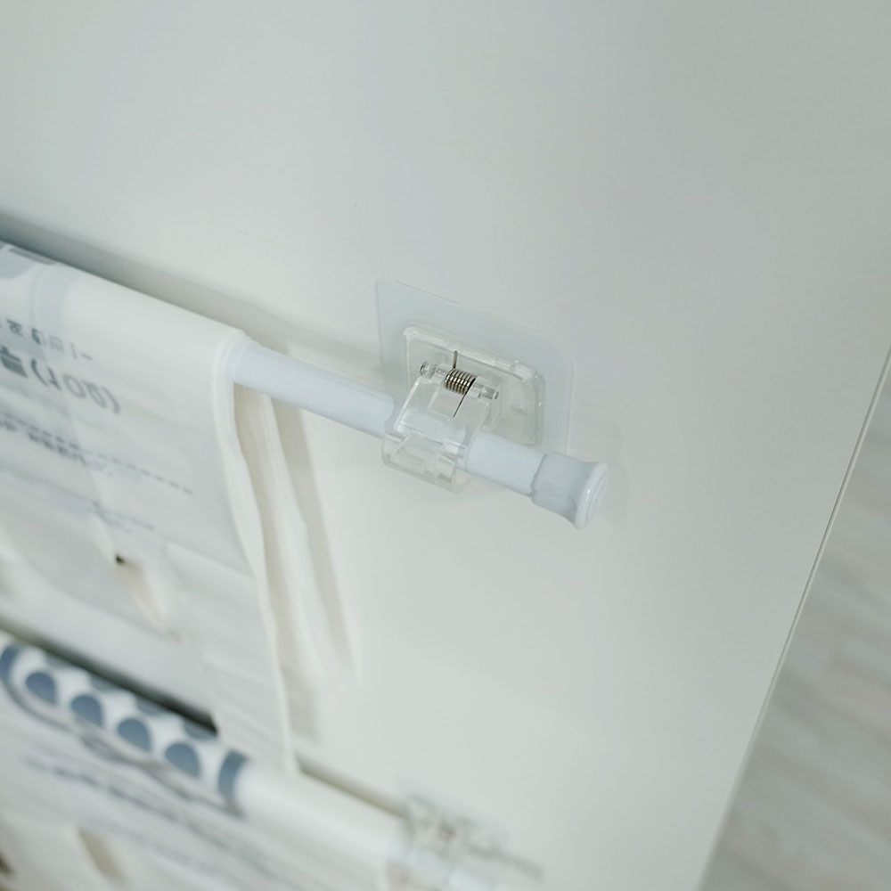 투명 접착식 압축봉 걸이 2P 브라켓 집게 무타공 부착식