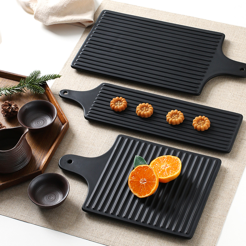경성 손잡이 접시 1호 케이크 디저트 치즈 플레이트 계란말이 김밥 긴 그릇 - 상세 이미지 2