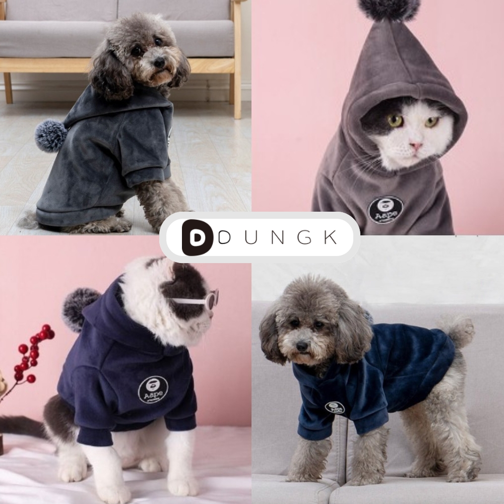 DDUNGK 애견 강아지 고양이 겨울 기모 벨벳 후드s - 상품 이미지