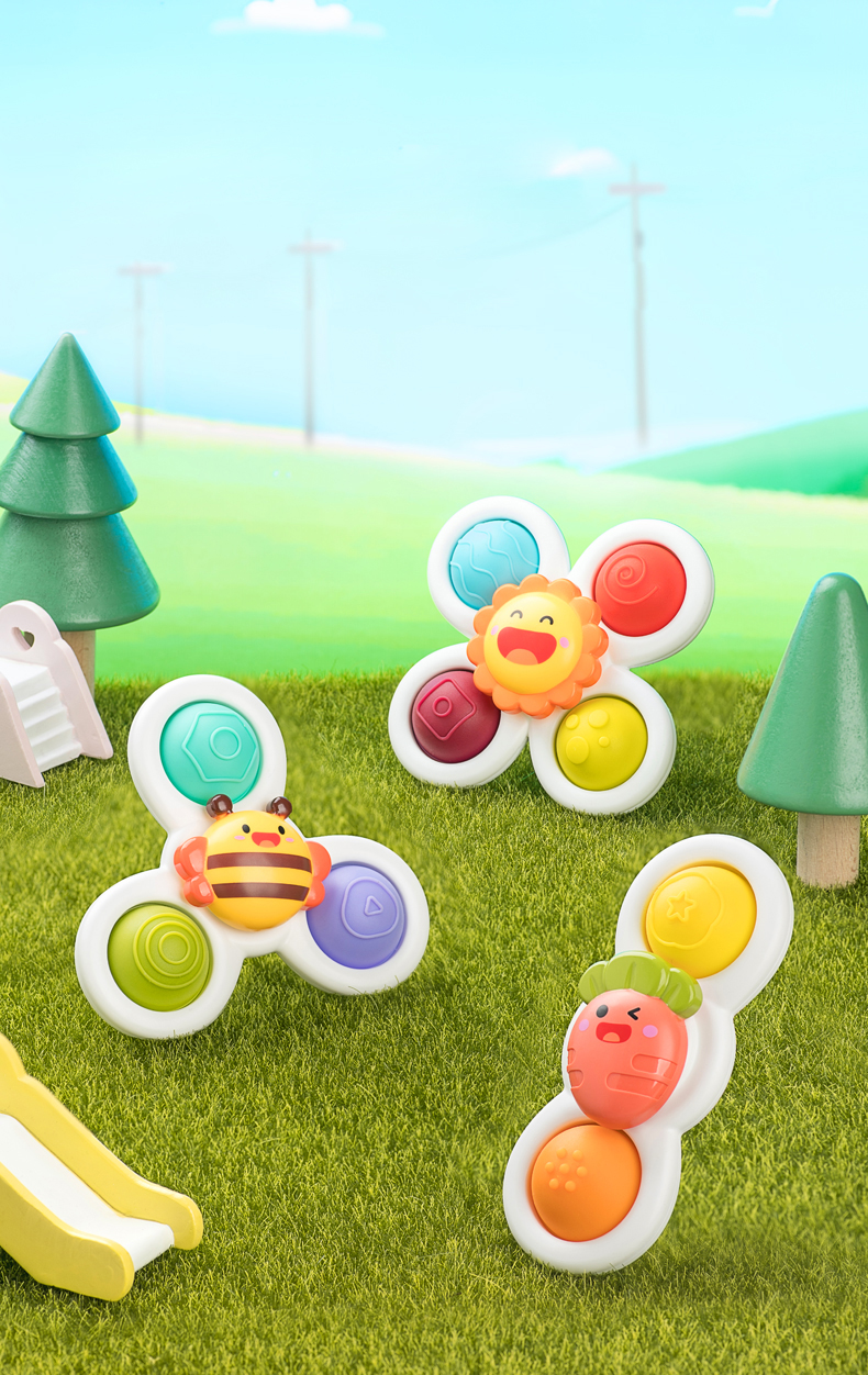 키저스 빙글빙글 스핀팝 흡착 회전 딸랑이 세트 돌 아기 백일 장난감 신생아 선물