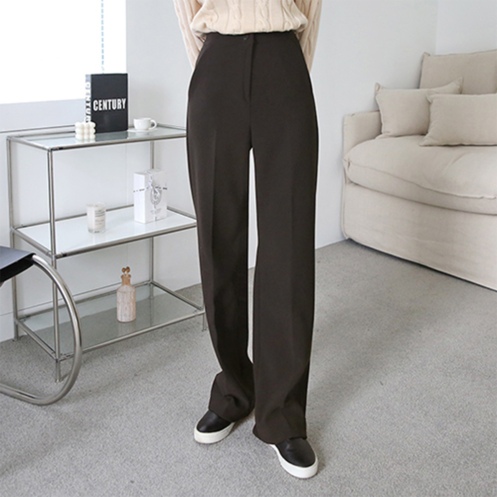 겨울 하이웨스트 밴딩 와이드팬츠 여성 기모바지 밴딩 여자 슬랙스 겨울팬츠 고무줄 통바지 - 상세 이미지 2