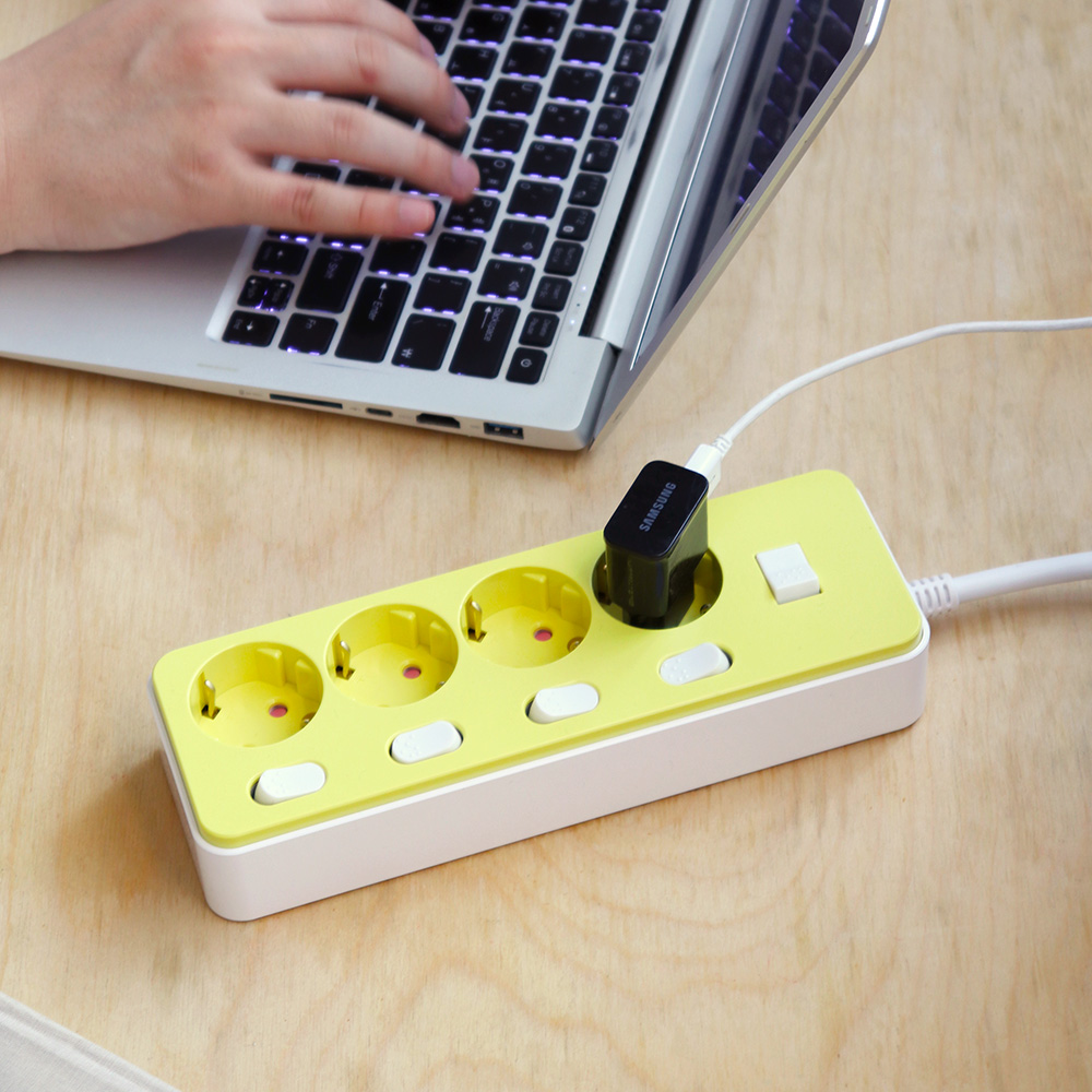 아이정 더좋은 디자인 국산 16A 멀티탭 멀티콘센트 개별 4구 1M