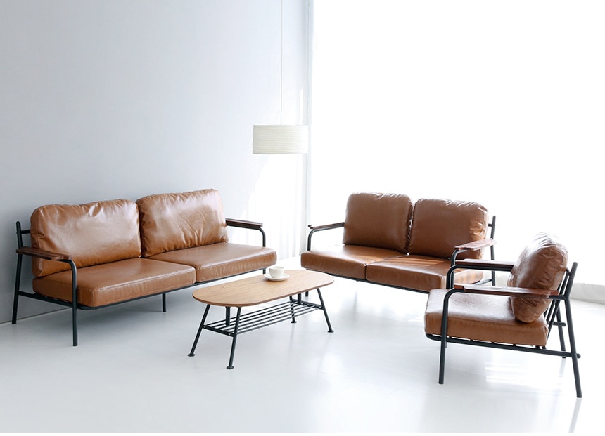 카페 인조 가죽쇼파 1인용 레자 원목 업소용 대기실 빈티지 소파 BUGOK