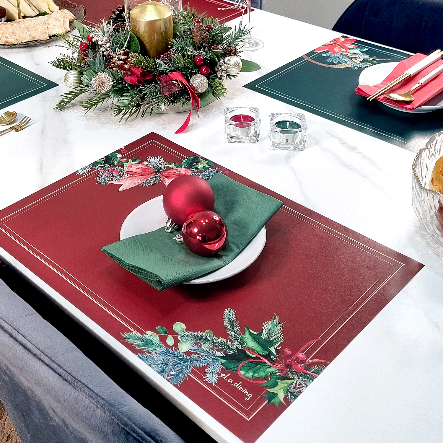 일회용 종이 테이블 식탁매트 10P 세트 크리스마스 엘라다이닝