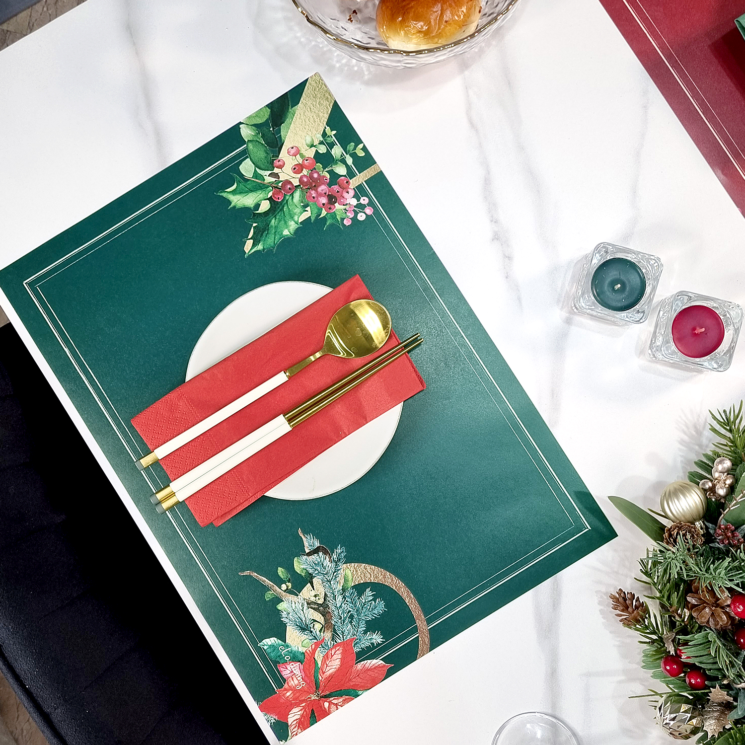 일회용 종이 테이블 식탁매트 10P 세트 크리스마스 엘라다이닝