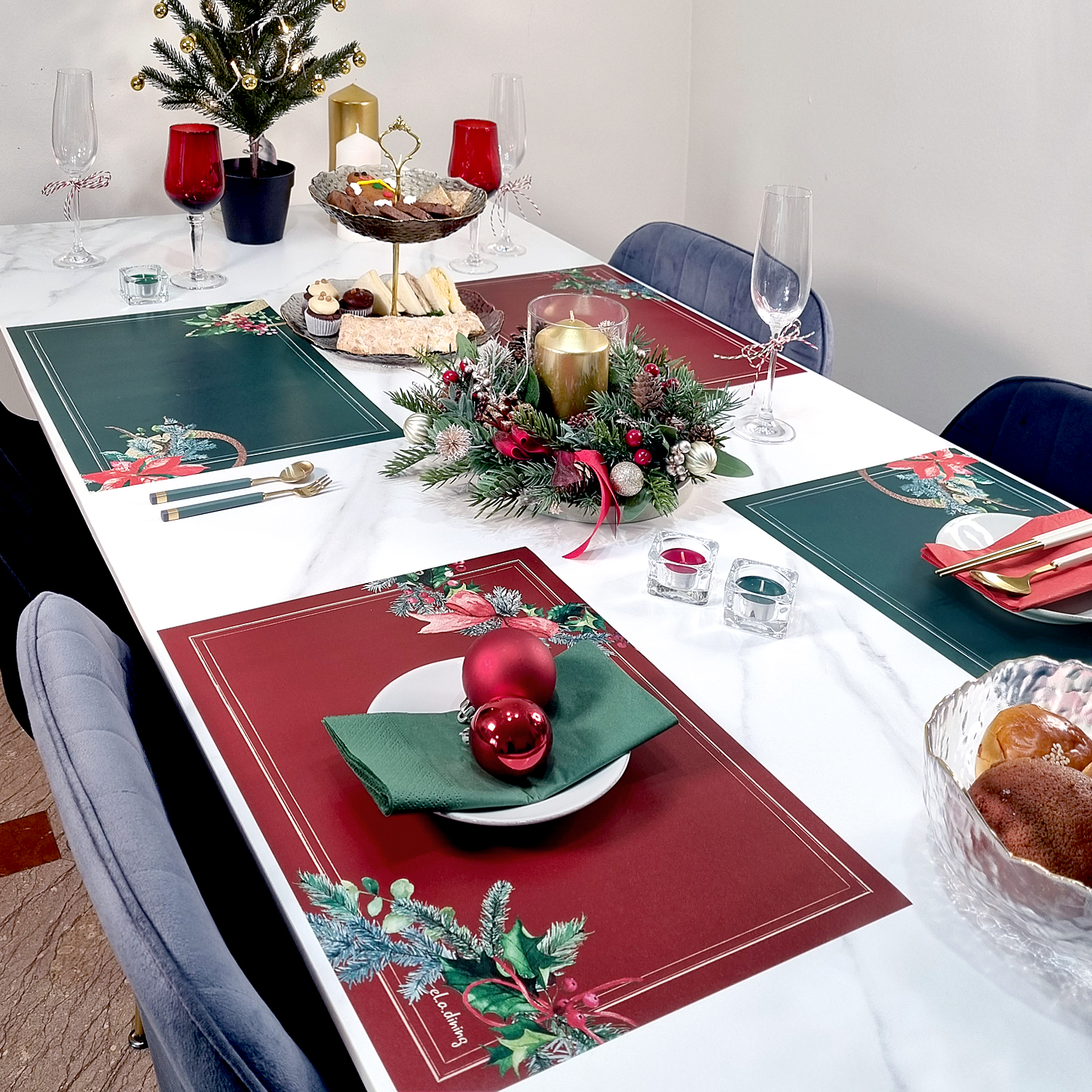 일회용 종이 테이블 식탁매트 10P 세트 크리스마스 엘라다이닝