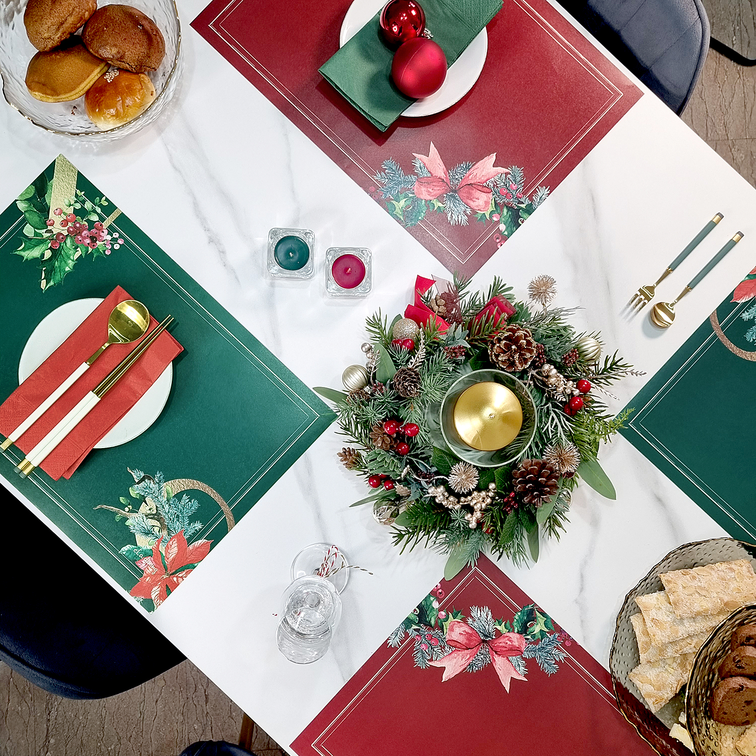 일회용 종이 테이블 식탁매트 10P 세트 크리스마스 엘라다이닝