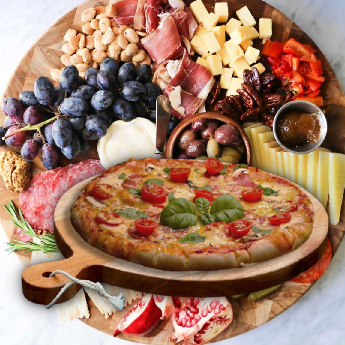 플레이팅 수제 원목 도마 원형 나무 도마 피자 도마 올리브