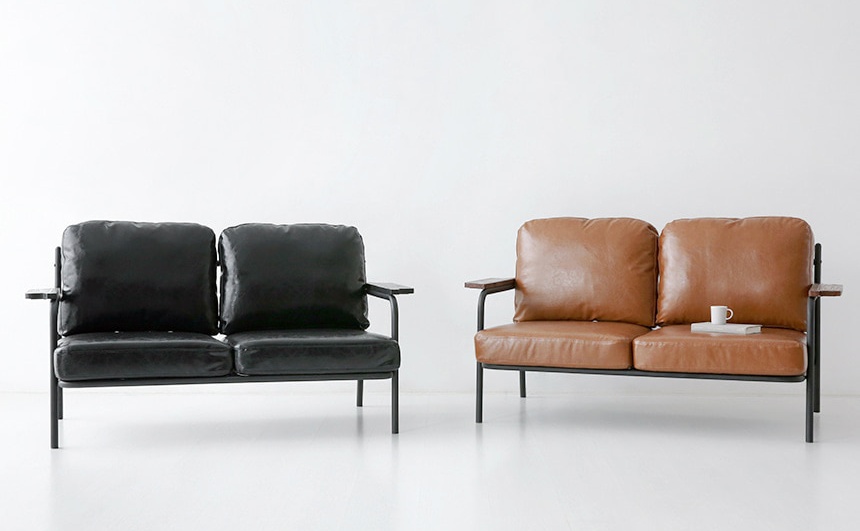 카페 인조 가죽쇼파 1인용 레자 원목 업소용 대기실 빈티지 소파 BUGOK