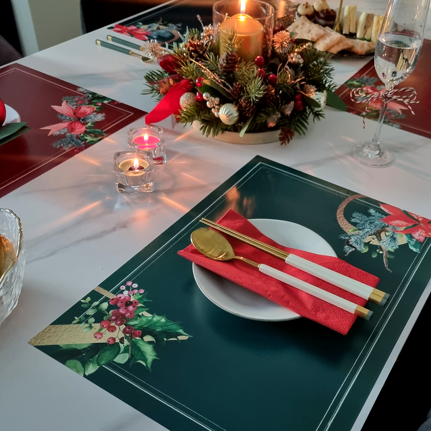 일회용 종이 테이블 식탁매트 10P 세트 크리스마스 엘라다이닝