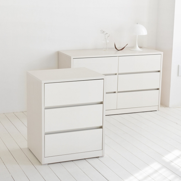 속깊은 마일드 서랍장 수납 드레스룸 거실 침실 정리 가구 1200x450x740mm, 3단, 오프화이트 - 상세 이미지 2