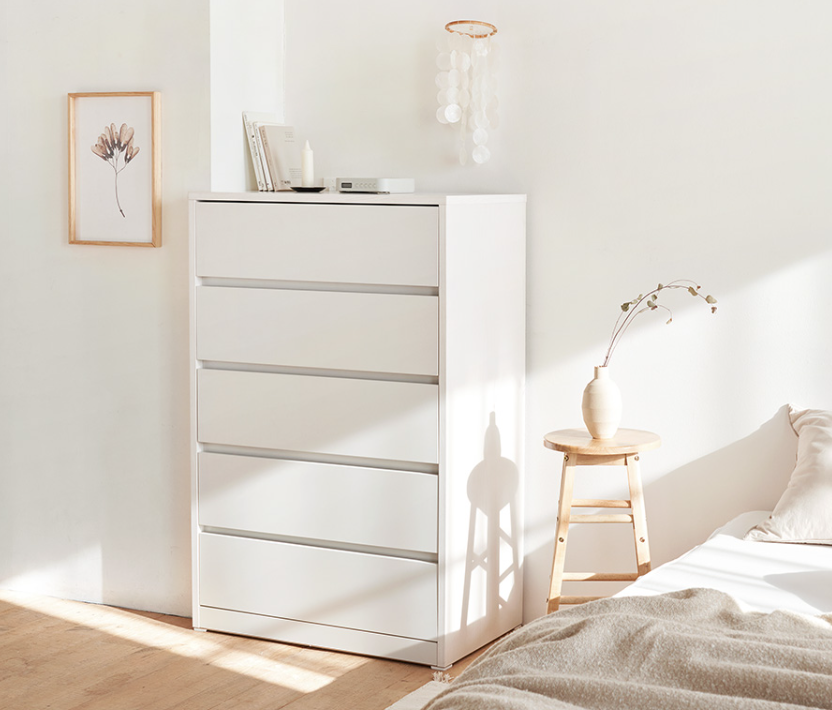 속깊은 마일드 서랍장 수납 드레스룸 거실 침실 정리 가구 800x450x1210mm, 5단, 오프화이트 - 상세 이미지 2