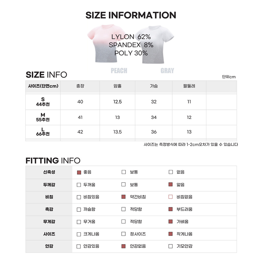여성 필라테스복 요가상의 크롭 반팔티 런닝복 댄스복 래쉬가드 그라데이션 피트니스 아나웨어 - 상세 이미지 4