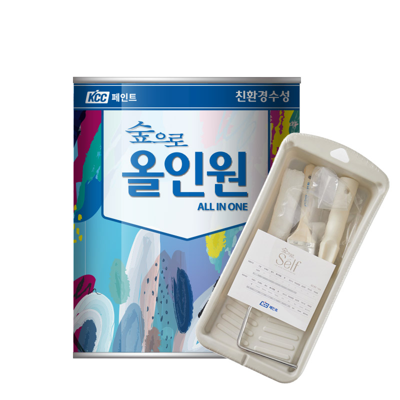 KCC 숲으로 올인원 0.9L 친환경 다용도 페인트 간단세트 철재 목재 벽지 유광백색 - 메인 이미지
