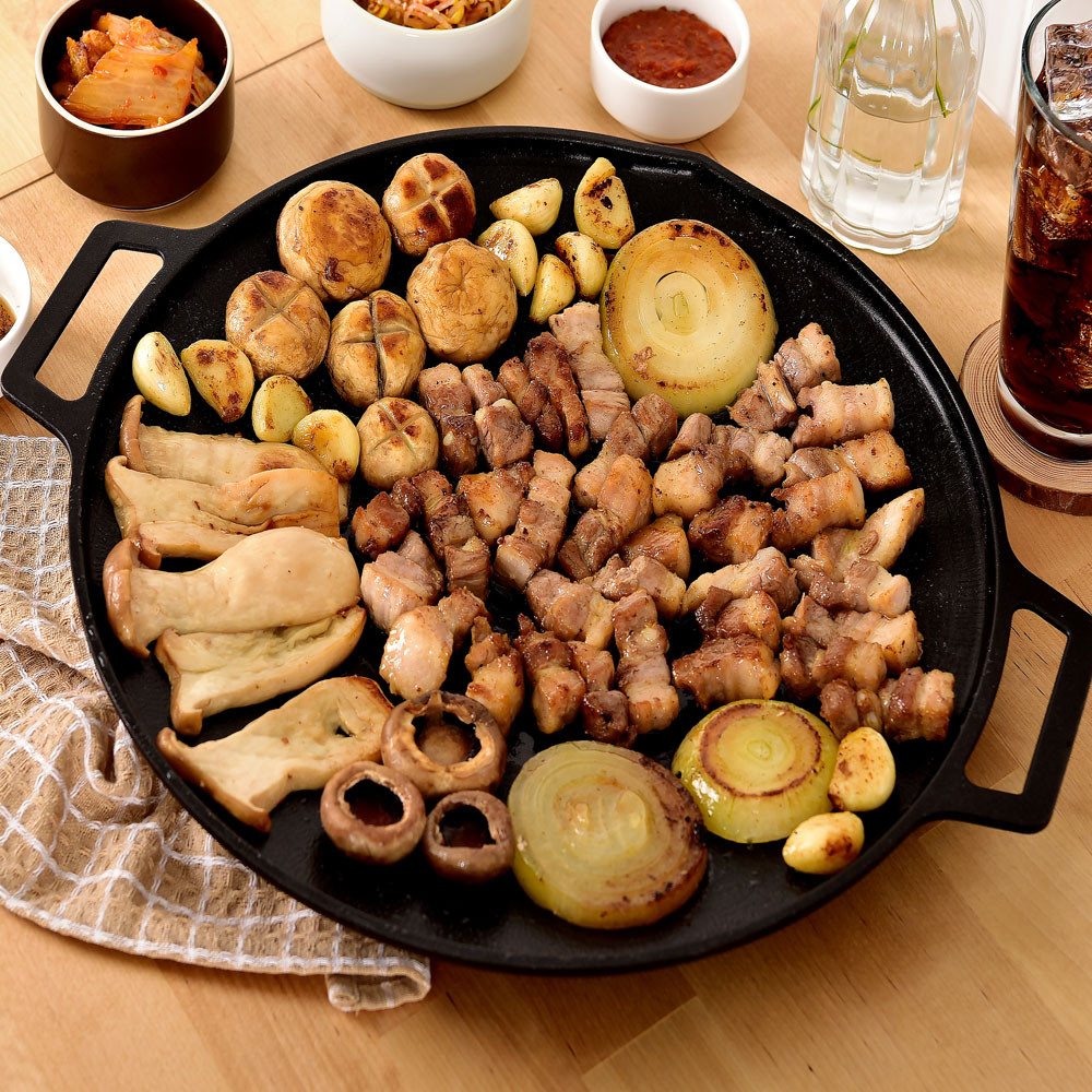 시샘 기름안튀는 캠핑 바베큐 삼겹살 솥뚜껑 고기 불판 통주물 인덕션 그리들팬 30