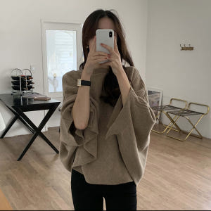 라올 캐시미어 보트넥 입술넥 판쵸 숄 망또 케이프 겨울 여성 여리 루즈핏... 착용 후기 | 사이즈/핏 총정리 - 상품 이미지 4