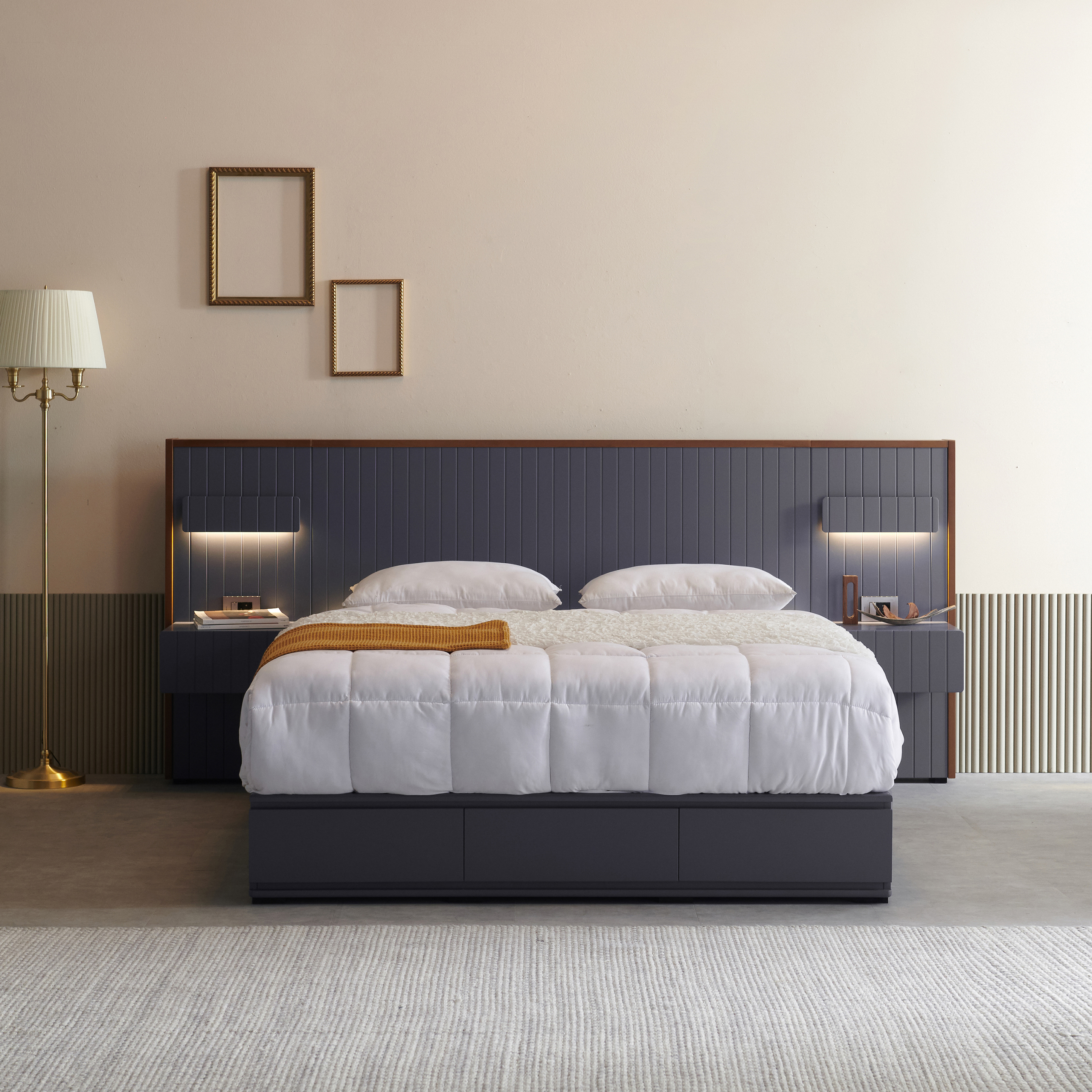 데이니 원목 호텔 침대 프레임 신혼 부부 퀸 킹 사이즈 Q/K공용