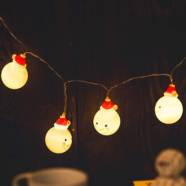 크리스마스 성탄절 눈사람 LED 줄조명 캠핑 트리 장식 인테리어 알전구 1.5m 10구