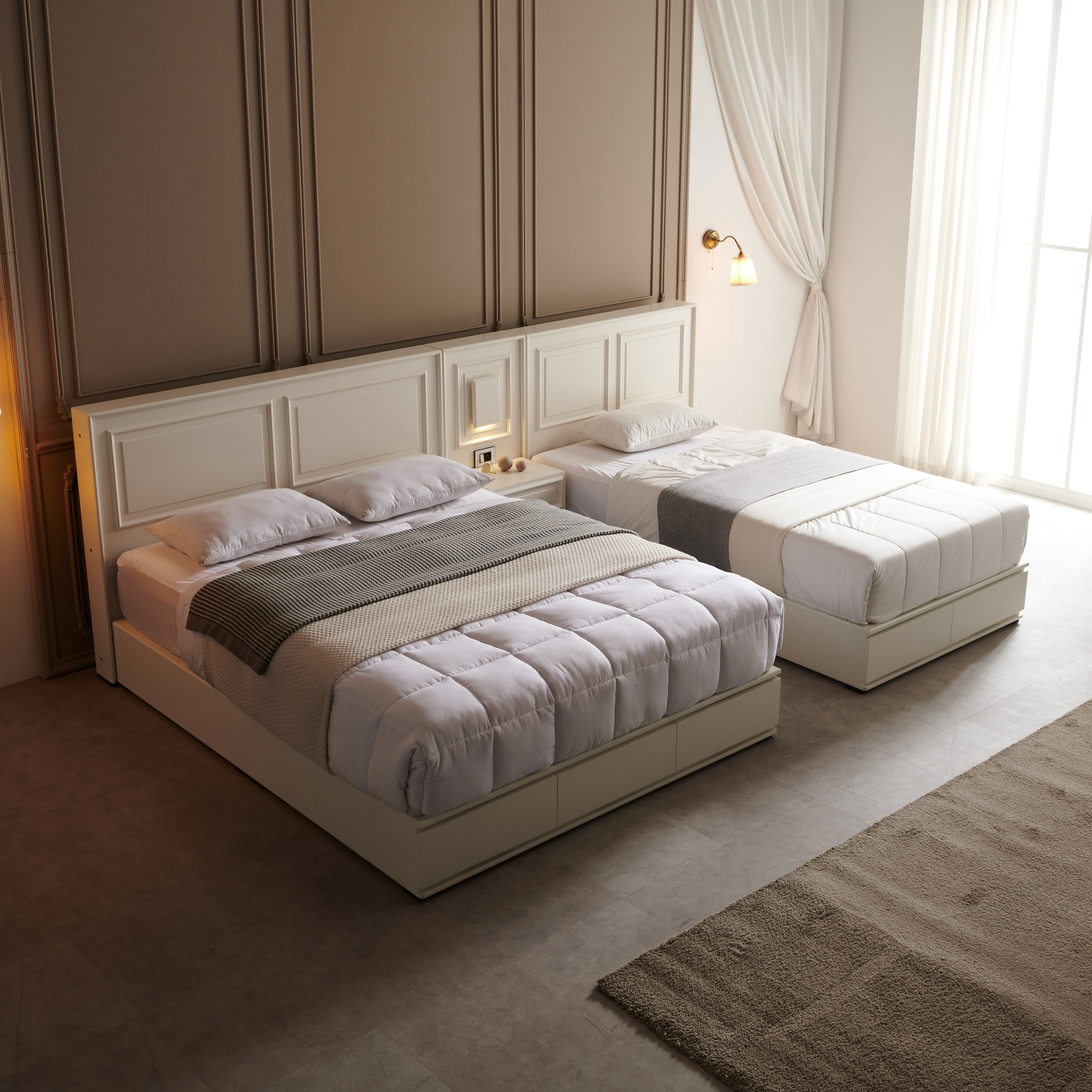 이브 호텔 침대 프레임 신혼부부 호텔식 서랍형 베드 Q/K공용 국내생산